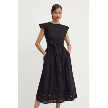 United Colors of Benetton rochie culoarea negru, midi, evazati