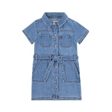 Rochie de denim cu cordon in talie