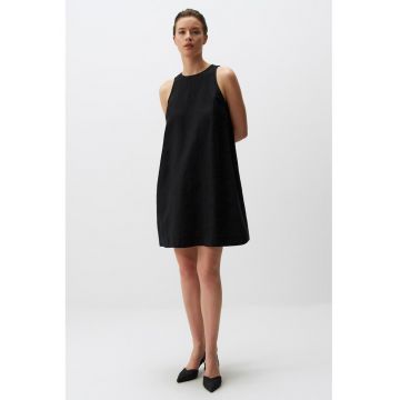 Rochie fara maneci - de in - cu model uni - Negru