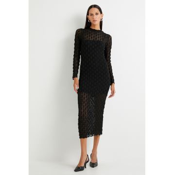 Rochie midi cu aspect semi-transparent