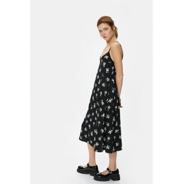 Rochie midi cu croiala in A si model floral