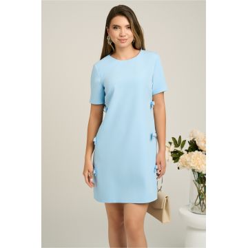 Rochie bleu cu funde pe laterale