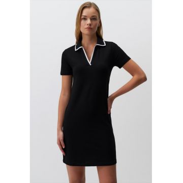 Rochie polo din amestec de bumbac - Alb/Negru