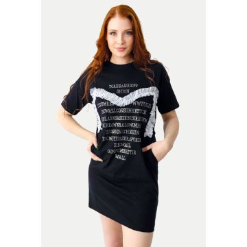 Rochie sport Karolyn, cu buzunare si strasuri, Frill Negru