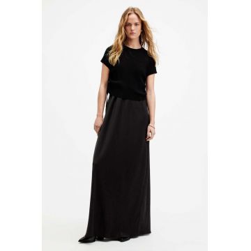 AllSaints rochie si pulover HAYES DRESS culoarea negru, maxi, drept, W125DA