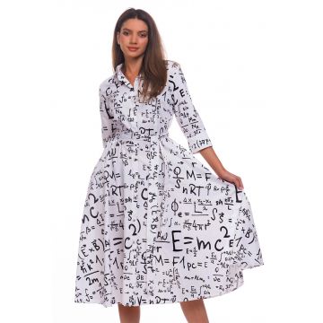 Rochie-camasa evazata cu cordon in talie