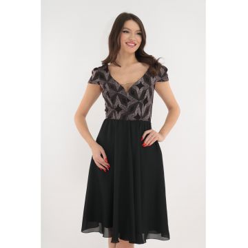 Rochie eleganta neagra clos din voal si lurex