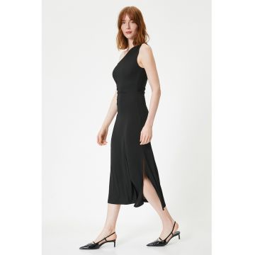 Rochie midi cu decolteu asimetric