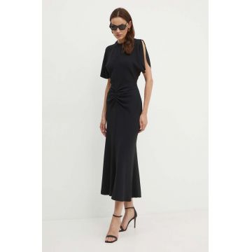 Victoria Beckham rochie culoarea negru, maxi, evazată, 1124WDR005227A
