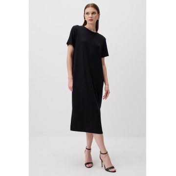Rochie-tricou midi cu decolteu la baza gatului