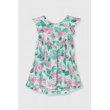 United Colors of Benetton rochie fete culoarea verde, mini, evazati