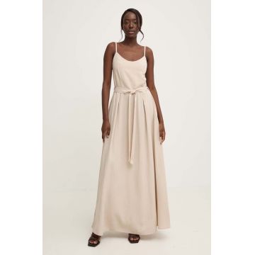Answear Lab rochie din in culoarea bej, maxi, evazati