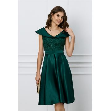 Rochie Ella Collection Anisa verde cu dantela la bust