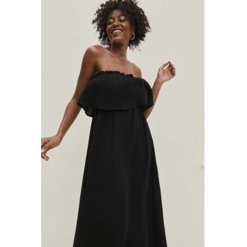 Answear Lab rochie din bumbac culoarea negru, midi, evazati