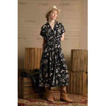 Medicine rochie culoarea negru, midi, evazati