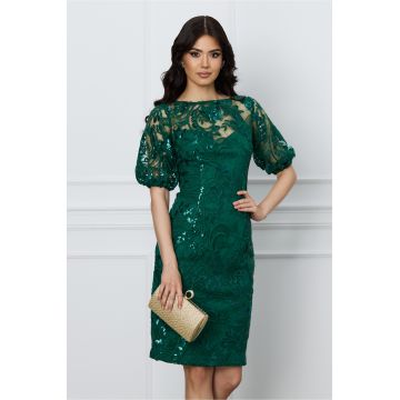 Rochie DY Fashion verde conica din dantela