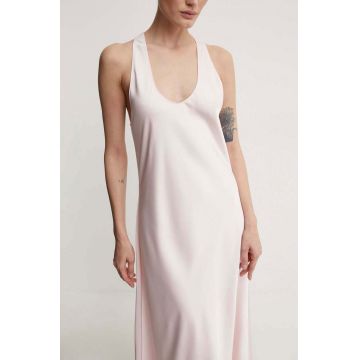 2NDDAY rochie Amalian - Heavy Satin culoarea roz, midi, evazată, 2244125279