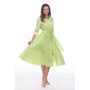 Rochie-camasa evazata cu cordon in talie