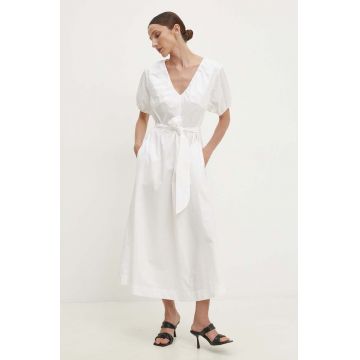 Answear Lab rochie din bumbac culoarea alb, maxi, evazati