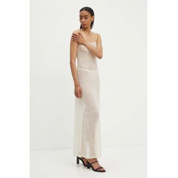 Gestuz rochie culoarea bej, maxi, drept, 10909346