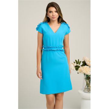 Rochie DY Fashion bleu cu volanase in talie si la umeri