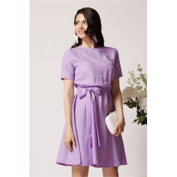 Rochie DY Fashion din viscoza lila cu cordon in talie Rochie DY Fashion din viscoza lila cu cordon in talie