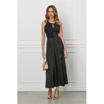 Rochie Moze neagra lunga cu perle la bust