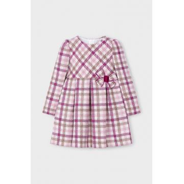 Mayoral rochie din amestec de lână pentru copii culoarea roz, mini, evazată, 4914