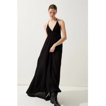Rochie lunga halter - Negru