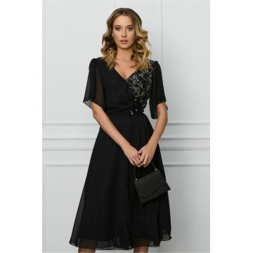 Rochie Viada neagra cu margele pe bust