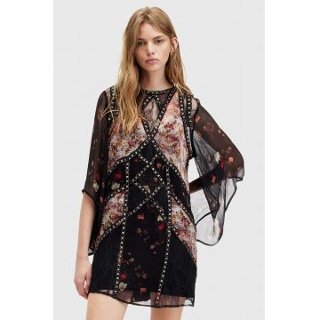 AllSaints rochie LUCIA KORA DRESS culoarea negru, mini, drept, W103DA