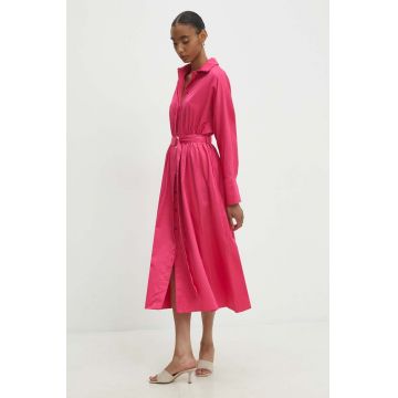 Answear Lab rochie din bumbac culoarea roz, midi, evazati