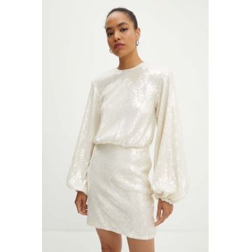 Rotate rochie Sequins Short Dress culoarea bej, mini, evazată, 112873857