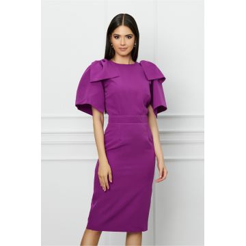 Rochie DY Fashion magenta cu funde pe umeri