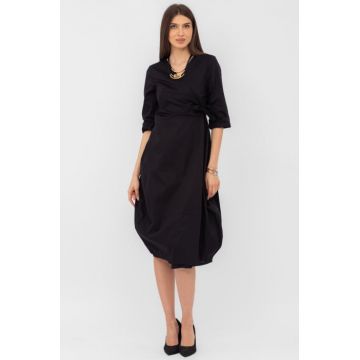 Rochie lalea neagra din poplin de bumbac, petrecuta