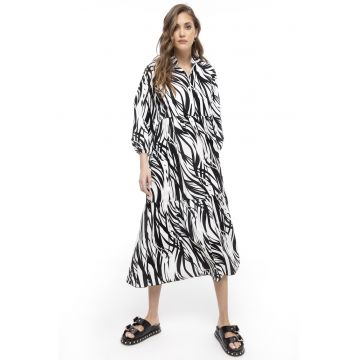 Rochie midi evazata cu model