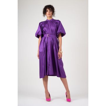 Rochie cu maneca raglan si fronseuri mov intens