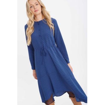 Rochie din amestec de in - Negru/Albastru