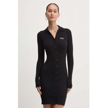 Tommy Jeans rochie culoarea negru, mini, mulata, DW0DW18481