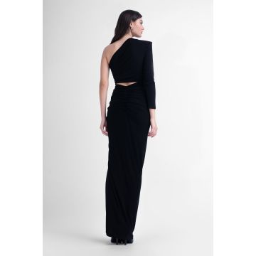 Rochie maxi neagra asimetrica cu decupaje