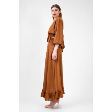 Rochie Midi Bronze cu decolteu in V