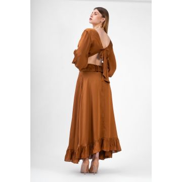 Rochie Midi Bronze cu decolteu in V