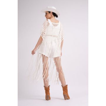 Rochie alba tip caftan