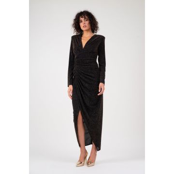 Rochie maxi din tesatura cu irizatii aurii