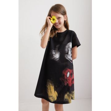Desigual rochie din bumbac pentru copii culoarea negru, mini, oversize