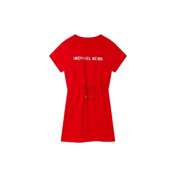 Michael Kors rochie din bumbac pentru copii culoarea rosu, mini, evazati