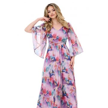 Rochie din sifon cu maneci evazate Monasque