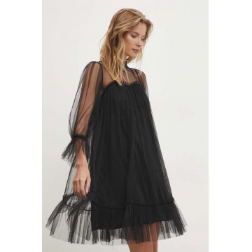 Answear Lab rochie culoarea negru, mini, evazată