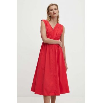 Answear Lab rochie din bumbac culoarea rosu, mini, evazată