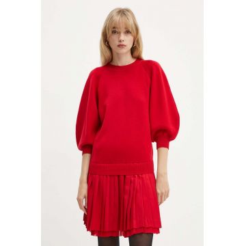 Silvian Heach rochie din amestec de lana DANNY culoarea rosu, mini, evazată, GPA24210VE